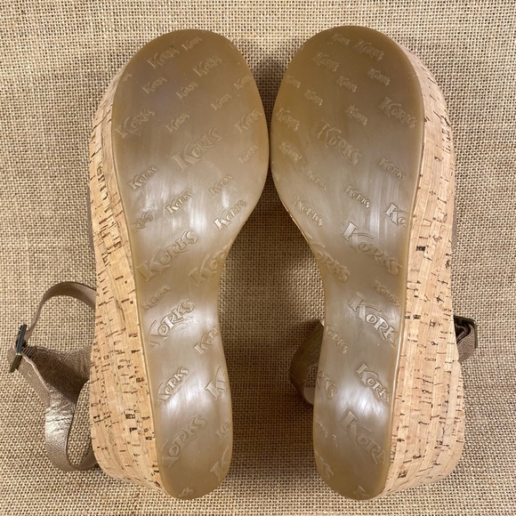 Kork Ease leather sandals wedges platform heels gold size 10 - Picture 10 of 11